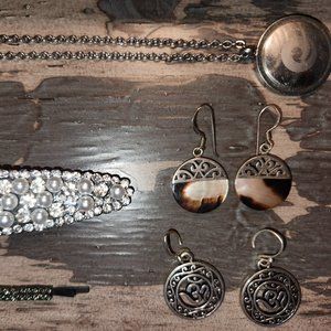 EUC Bundle! Sterling Silver Namaste Earrings, EMF Protection Necklace, and More!